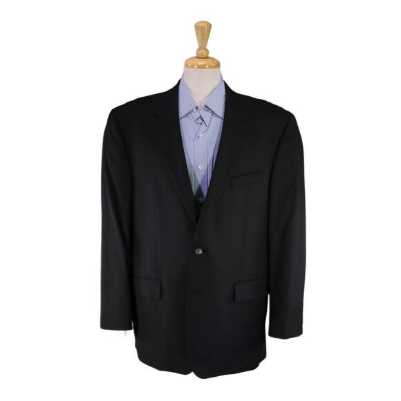 Lauren Ralph Lauren Solid Black 2-Btn Wool Blazer Jacket 44R - Picture 1 of 8